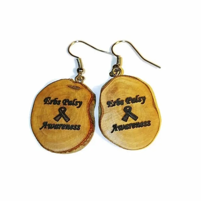 Erbs Palsy Awareness Bespoke Wooden Earrings Handmade #Erbspalsy